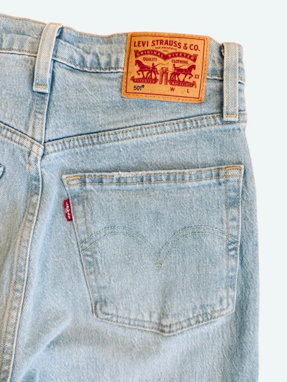501 Levi's Light Blue High-Rise Straight Jeans Sz W25 - Picture 7 of 15